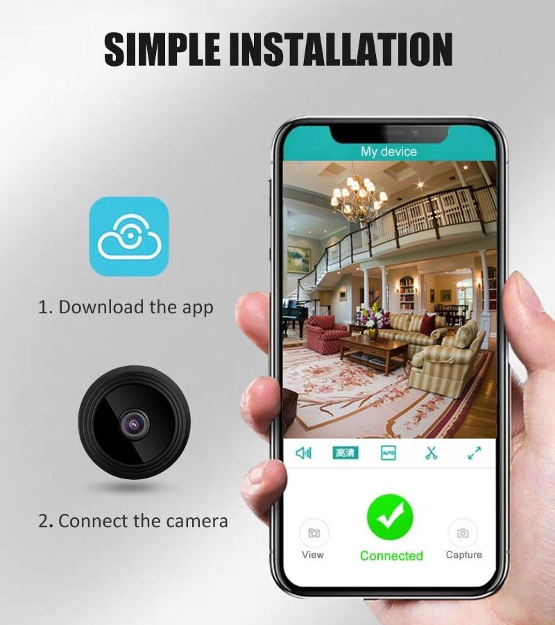 Mini Camera HD 1080P Wifi | Rechargeable Indoor-Personal Mini Security Camera for Home and office